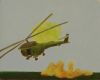 Helikopter boven vuurlandschap 36x46 cm 2013
