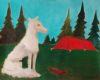 Wolf bij tent 80x100 cm 2010